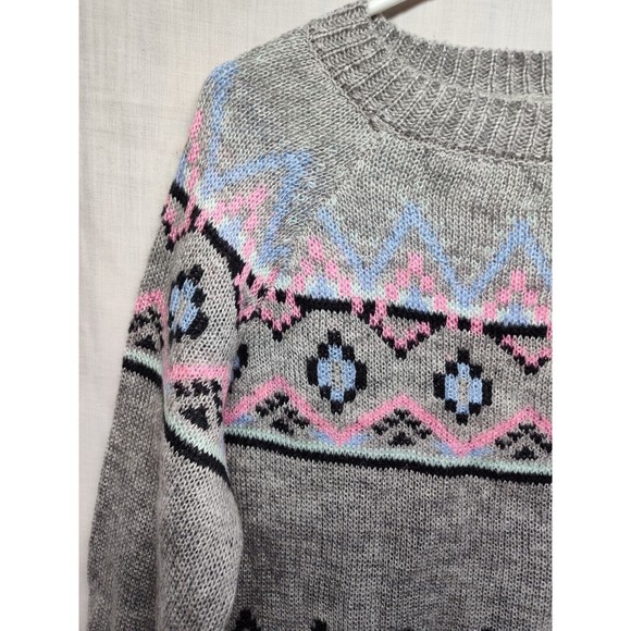 Arizona Sweater Womens XLarge Gray Geometric Print Acrylic Knit Long Sleeve - Picture 3 of 10